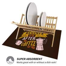 1 件咖啡图案印花吸水垫、浓缩咖啡机台面吸水垫、水槽排水垫、柔软水龙头垫、浴室水槽杯垫、厨房和浴室装饰 - 彩色 - 查看 3