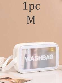 1 pièce Sac de toilette imperméable en PVC, sac de maquillage portable de grande capacité, pour le voyage, la plage, l'université, range les cosmétiques, les articles de toilette et les accessoires