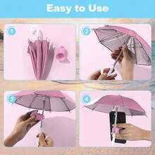 1pc Mini Umbrella For Smartphones With Universal Pig-Shaped Suction Cup Holder, Outdoor Anti-Glare Sun Shade, Made Of Polyester Fiber Material, Rain And Sunlight Proof, Mobile Phone Holder With Universal Adjustable Glare Blocking For Outdoor - Multicolor - View 6