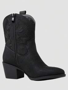 GLOBALWIN Women's The Western Wear Fashion Cowboy Cowgirl Free Birds Country Concert Disco Outfits Low Heel Walking Boots For Ladies Fall Boots Halloween Season - 黑色 - 查看 6