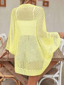 Cardigan de Verão Feminino Leve com Recortes, Aberto na Frente, Moda Praia e Resort