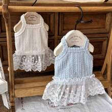 Frühlings- und Sommer-Spitze-Prinzessin Trägertop-Kleid für kleine Hunde, sortierte Stofftexturen, Hunde/Katzen Kleidung