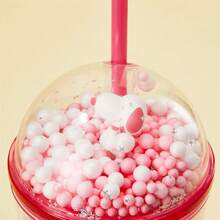 Miniso 史努比系列泡泡盖双层吸管杯，塑料茶/牛奶/饮料/咖啡杯，水瓶，600毫升/20盎司 - 玫瑰紅 - 查看 8