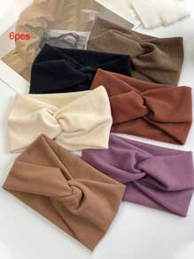 Bandany damskie 6 szt./2 szt. proste, jednokolorowe, skręcone opaski na głowę, dzianinowe, modne akcesoria do włosów, uniwersalne na wyjścia, odpowiednie na Dzień Matki, powrót do szkoły, Święto Dziękczynienia, Boże Narodzenie, Nowy Rok, Walentynki, karnawał, prezenty świąteczne, opaski do włosów, opaska do włosów na jesień i zimę, elegancki szalik damski