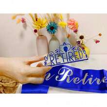 New  Retirement Party Drations Retired Tiara/Crown, Retired Sash For Women Retirement Gifts, Retirement Party Pli, Gifts, Favors (Dark Blue) - 深藍色 - 查看 2
