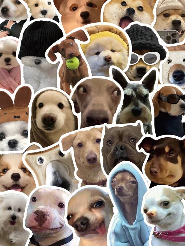 50pcs Cute Funny Dog ​​Expression Stickers, Cute Waterproof Decals For Mobile Phone Cases, Laptops, Notebooks, Water Bottles, Luggage, Skateboards, DIY Back To School Decorations, Suitable For Parties, Mother's Day, Christmas And Other Festivals