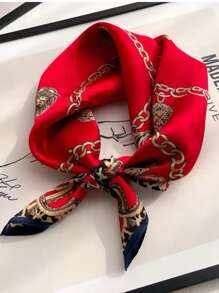 1 Peça Bandana Feminina Estampa de Corrente Retrô Multicolorida, Lenço Versátil, Adequado para Viagem, Festa e Lenço Elegante, Faixa de Cabeça, Lenço Quadrado