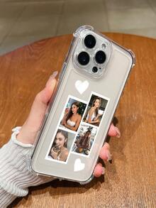 1 pieza Funda personalizada de teléfono móvil con impresión de foto de retrato personalizada, diseño de collage de elementos lindos, impresión de color UV de alta definición, carcasa transparente antichoque de cuatro esquinas, que cumple con las necesidades de personalización del cliente, adecuada para 11/12/13/14/15/16/Pro Max, Galaxy A05/A05S/A06, gráfico divertido, adecuada para regalos conmemorativos y uso diario - transparente - Ver 5