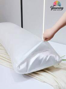 1pc White 100% Premium Plain Silky Body Pillowcase Without Filler Simulation Silk Soft Breathable Pillow Covers With Envelope Closure Throw Pillow Cover For Bed Home, For Sofa, Living Room Farmhouse Style 20"X54"-Body Pillowcase Decor Pillocase, Gifts For Women&Men Insert Not Included, Machine Washable Domitory Back School Bedding