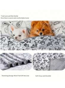 1pc Or 3pcs Soft Fleece Cat/Dog Blanket With Cute Paw Print Pattern, Machine Washable Flannel Pet Mat - Available In Multiple Colors And Sizes, Suitable For Small/Medium Pets