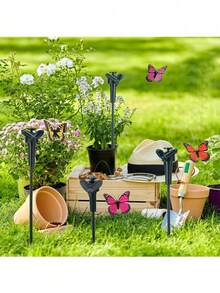 1/2/3/4pcs Solar Flying Butterfly Moving Fluttering Butterfly Decoration Decorative Waterproof Garden Post Centerpiece Suitable For Outdoor Decoration Of Home Yard Path Garden Landscape