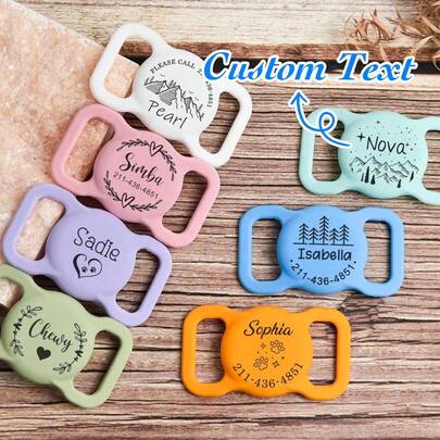 Collar personalizado para mascotas con AirTag de Apple - Funda protectora de silicona para AirTag grabada - Cubierta de identificación de mascota a la moda - Regalo ideal para dueños de perros, adecuado para uso diario, cuidado de mascotas y ocasiones especiales - Mantenga a su mascota rastreable en todo momento