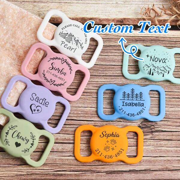 Pet Apple Air Tag Dog Collar Holder Personalized Engraving Airtag Case Silicone Pet Collar Holder AirTag Cover Pet ID Tag
