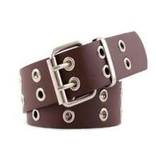 Women's Unisex Punk Rock Double Pin Belt - Wendy - 鏽棕色 - 查看 2