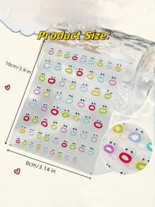 10pcs Cute Cartoon 5D Embossed Nail Art Stickers - Colorful Sausage Mouth & Big Lips Design, Women & Girls DIY Vinyl Decals, Reusable, Glitter Surface, Nail Stickers [Random Colors, Random Styles]