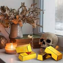 1 pieza Barra de oro falsa, material plástico hueco, imitación creativa de lingote de oro, apta para utilizar como utilería de películas, bromas, juguetes para fiesta, decoración
