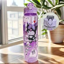 Sanrio (Authorized) Sanrio Hello Kitty Kuromi Melody Jade Guigou 800ml/27 Oz Cartoon Transparent Sports Water Bottle, Leak Proof, Portable, Drop Proof, Comes With Pop Up Lid, Suitable For Exercise, Slow Running, Gifts For Her, Birthday Gifts, Graduation Season, Summer Travel Accessories, Etc