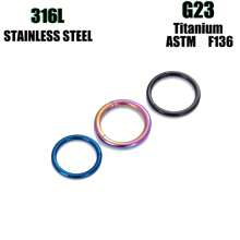 1 pièce Boucle d'oreille circulaire fermée simple non percée, unisexe, en titane G23 hypoallergénique/acier inoxydable 316L, multi-usage pour les oreilles, le nez, les lèvres