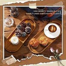 Simplistic Summer Style Wooden Tray, Organizer/Display Tray For Sushi, Cake, Bread, Coffee, Tea Accessories - Brown - View 10