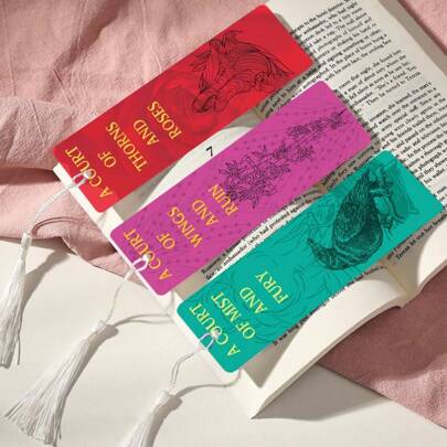 3 pezzi Segnalibri stampati in PET, eleganti, impermeabili, durevoli e pratici, design di motivi unici, aggiungono divertimento alla lettura, regalo perfetto per gli amici del campus nella stagione del ritorno a scuola (nappina a colori casuali)