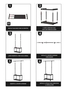 Perchero con ruedas, Perchero portátil de una varilla ajustable en altura,perchero con estante de almacenamiento inferior Perchero móvil vertical Perchero de una barra Perchero con riel doble Estante perchero, fácil de montar para ropa, cinturones, zapatos y bolsos. - Multicolor - Ver 11