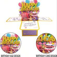 Generic 3D Happy Birthday Card, Paper Pop Up Birthday Cards Greeting Cards With Blank Card And Envelope, Unique Birthday Gift For Women Men Kids Husband Wife Mom Dad Daughter,Back To School,School Supplies