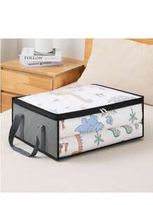 Fabric Storage Bag With Handle, Visible Window Design, Reusable Under Bed Box For Clothes, Books, Toys, Blankets, Bedding, Home Space Saver, Organizer, Under Bed Cabinet, Closet, Bedroom, Dorm