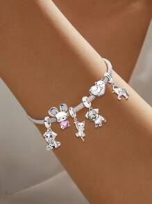 1Pc Fashionable Cute Pet Puppy Series Charm Bead Fit For Women Bracelets Bangles DIY Jewelry Making And Daily Outfit Matching Jewelry Decoration For Girls