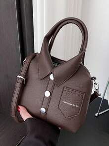 【迷你】时尚女士手提包，独特衬衫设计，轻便休闲单肩包，可拆卸肩带，正面有翻盖口袋，适合日常使用，必备手提包 | 时尚合成皮革包 - 彩色 - 查看 7