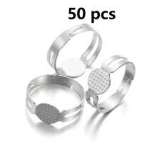 20/50 piezas a granel Anillos en blanco metálicos ajustables de 7-10mm, aptos para hacer joyas de anillos hechos a mano DIY