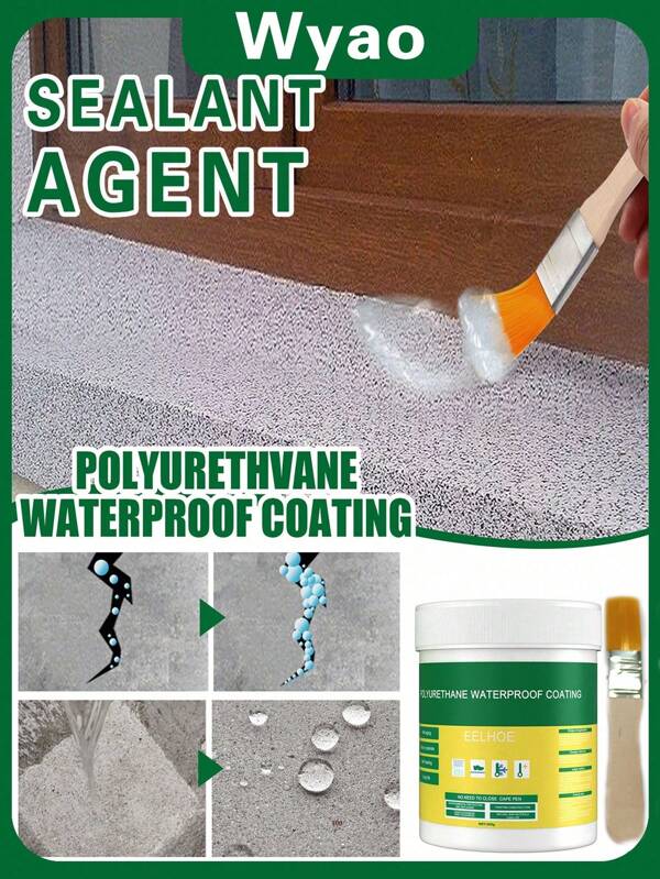 EELHOE 1 conjunto de agente impermeabilizante anti-vazamento transparente para parede externa, banheiro, vaso sanitário, piso de cerâmica, tinta impermeabilizante penetrante (inclui pincel, a embalagem pode variar de acordo com o lote de produção, compre conforme necessário)