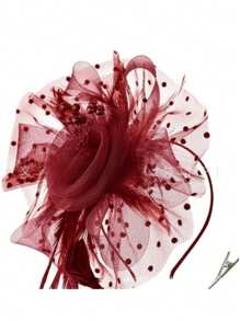 Fascinators Hat Flower Mesh Ribbons Feathers On A Headband And A Clip Tea Party Headwear For Girls And Women