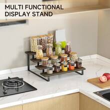 Wooden Display Riser Stand, 4 Tier Perfume Display Stand, Perfume Organizer With Metal Stand For Dresser, Display Shelf For Cologne, Spice Rack, Figruine, Cupcake - 4層棕色 - 查看 3