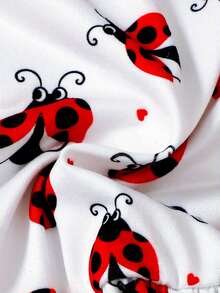 Baby Girl Ruffle Sleeve Cute Pattern Ladybug T-Shirt And Shorts Outdoor Set, Toddler Girl Casual Summer Outfit - 白色 - 查看 7