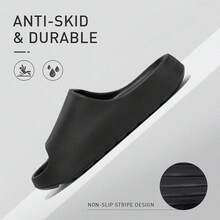New Cloud Slid For Women And Men, Platform Slid Slippers, Non-Slip Quick Drying Soft Lightweight Shower Sho, Thick Sole Open Toe Slid Sandals For Indoor & Outdoor - Black 8  7 - View 2