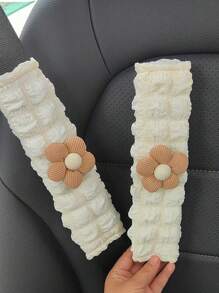 1 pièce/2 pièces Housse de ceinture de de voiture à motif floral, protecteur d'épaule de ceinture de style simple, accessoires automobiles universels