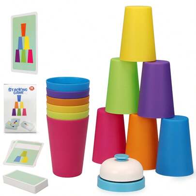 1 pièce Gobelets empilables colorés, jeu de gobelets empilables pour enfants, jouet interactif développant l'intelligence, la logique de réflexion et la concentration, idéal pour les enfants d'âge préscolaire et les activités parents-enfants