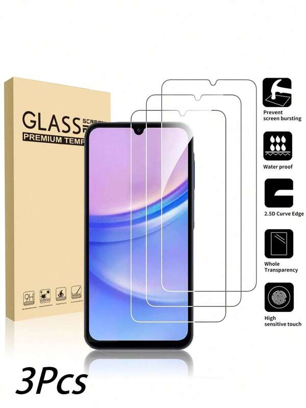 3 Pack Glass Screen Protector Compatible With Samsung A15 5G 6.5 Inch [9H Hardness] - High Definition Tempered Glass Screen Protector, Fit For A16 A55 A54 A34 A54 A13 A14, Scratch-Resistant, Easy To Install [Compatible With Phone Cases] Gift For Birthday, Family, Friends Phone Screen Protector, Phone Accessories