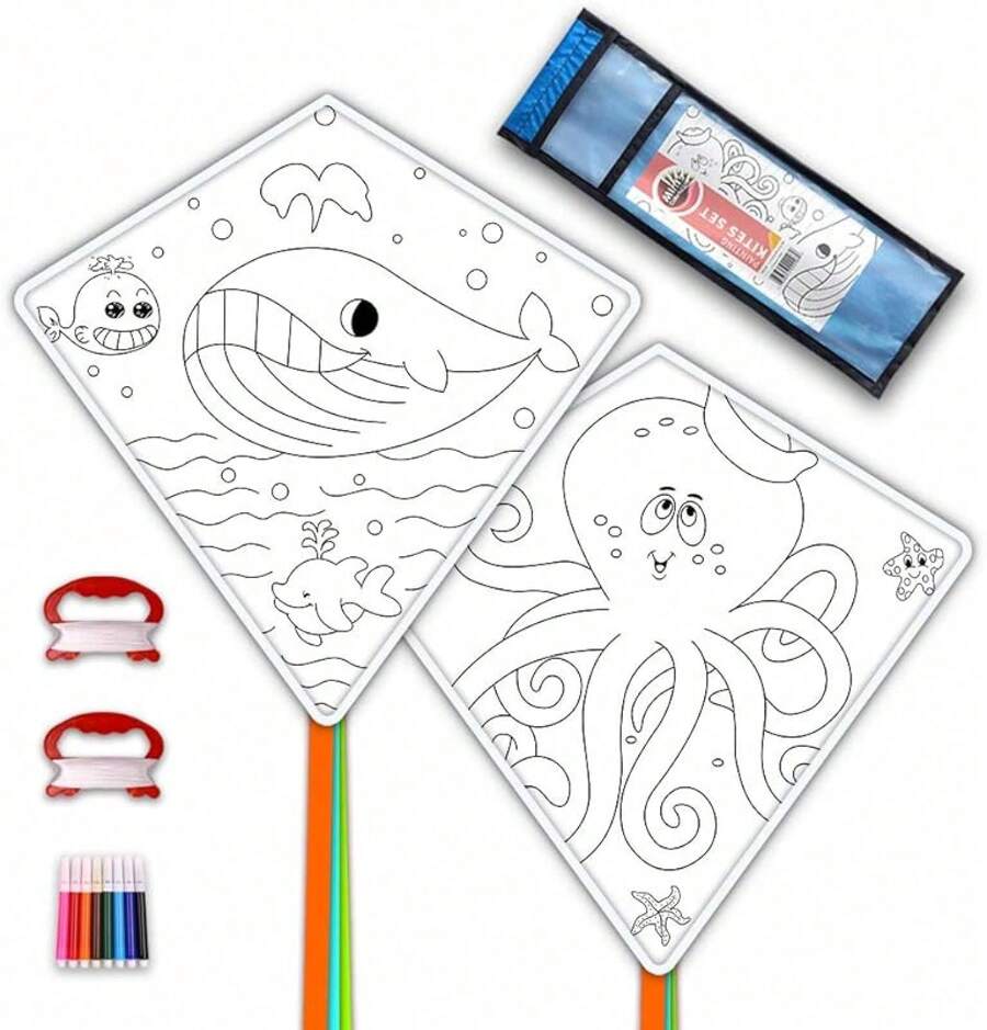 DIY Kites Kite Making Kit Bulk, Decorating Coloring Kites Party Pack,White Diamond Kite Kits (3 Pack) - 43409996 - 查看 1