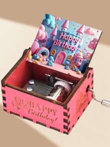 Wooden Hand-Cranked Music Box, Birthday Happy Birthday 8-Tune Music Box, Gift For Moms, Dads, Friends, Lovers, Coworkers, Daughters, Sons, Birthday Presents, Children's Day, Plays Happy Birthday Song Without Batteries, Home Decor Ornament, Small Gift, Colorful Balloon Music Box