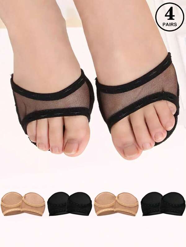 4 Pairs Women's Soft Metatarsal Pads For High Heels, Silicone Insoles Anti-Slip Anti-Pain Forefoot Cushion Pads