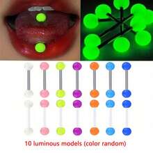 10/20/30pcs Fashionable UV Acrylic Flexible Tongue Rings, Body Piercing Jewelry - Multicolor - View 17