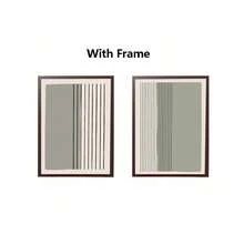 2pcs Abstract Beige And Grey Line Art Canvas Paintings, Wall Art Home Decor, Can Be Framed - Red and White - View 22