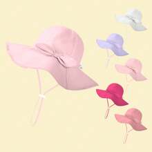 Binomata Sombrero de cubo de unicolor para niñas de 0 a 6 años, protección solar, ajustable, impermeable, ala ancha, sombrero de playa, protección UV UPF50+