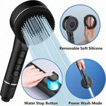 High Pressure Shower Head, Water-Saving Shower Head With 1.5m Hose And Bracket, Anti-Scale, 4 Spray Modes, Universal Water-Saving Shower Head