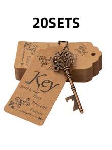 50PCS Wedding Favors Key Bottle Openers Rustic Wedding Favor Skeleton Keys Bridal Shower Guest Gifts For Christmas Valentine's Day And New Year's Parties Birthday Party Gifts For Guest With Thank-You Card And Key Chains, For Outdoor, Camping, Gift For Father