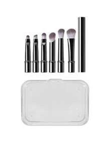 4pcs Mini Professional Makeup Brush Set, Fragrance-Free - For Foundation, Powder, Eyes And Brows - Oval Brush Head Design - Suitable For All Skin Types