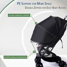 Baby Stroller Mosquito Net, Double Zipper Mosquito Net, UV Protection Sunshade Canopy Mosquito Net, Universal Full Coverage For Children Pushchair - Multicolor - View 4