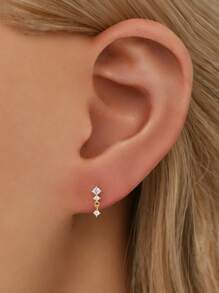 1 pieza Pendiente chapado en oro con rosca interna tipo Labret | Pendiente de tuerca de plata esterlina 925 hipoalergénico | Pendiente plano para cartílago Helix | Pendiente trasero tipo Labret | Para uso diario de mujeres y hombres (Vendido como 1 pieza)
