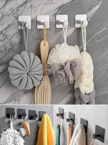 不锈钢粘钩，重型墙钩，防水不锈钢挂钩，适用于悬挂外套、衣物、植物、园艺工具、厨房用具、锅碗瓢盆、餐具、勺子等。 - 彩色 - 查看 2